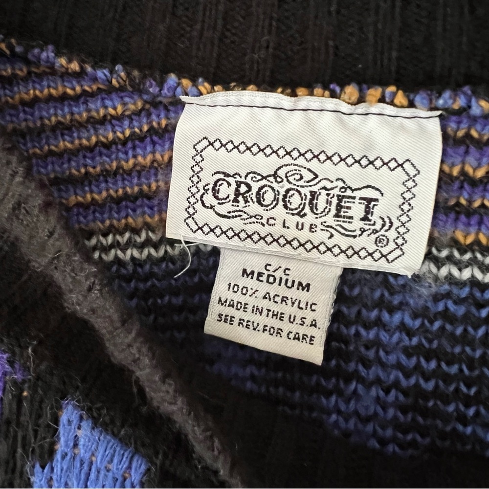 Vintage 90’s black‎ geometric acrylic sweater size M - Picture 7 of 7